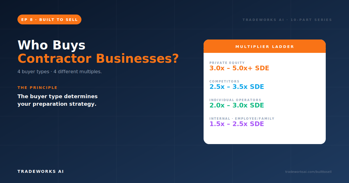 Who Buys Contractor Businesses? Buyer Types, Motivations, and What They Pay